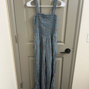 Blue and White Floral Maxi Dress